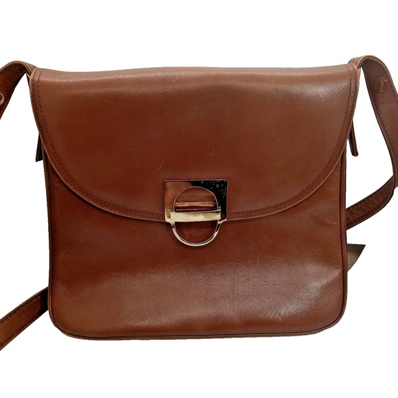 Saks Fifth Avenue Handbags - Vintage Saks 5th Avenue Brown Leather Shoulder Bag – Gold Tone Buckle Crossbody